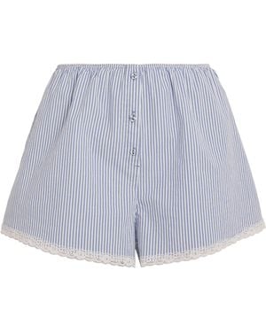 Skims Cotton Poplin Sleep Shorts - Blue