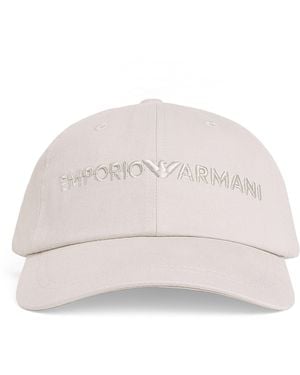 Emporio Armani Cotton Logo Baseball Cap - Natural
