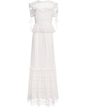 Erdem Cotton Lace Ruffle Gown - White