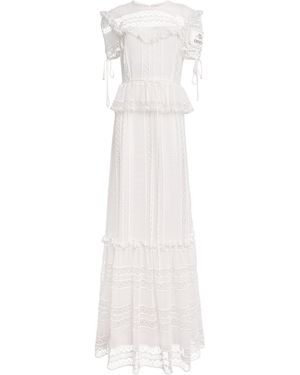 Erdem Cotton Lace Ruffle Gown - White