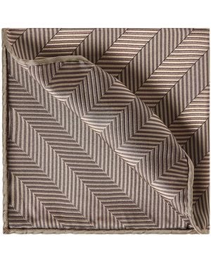 Brunello Cucinelli Silk Chevron Pocket Square - Brown