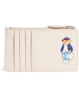 Polo Ralph Lauren Leather Polo Bear Card Holder - Natural