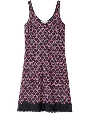Miu Miu Silk Floral Print Mini Dress - Purple