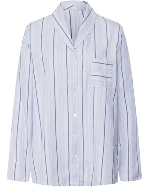 Hanro Cotton Stripe Pyjama Shirt - Blue