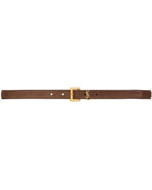 Saint Laurent Calfskin Cassandre Belt - Brown