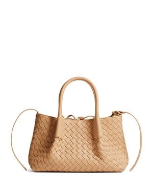 Bottega Veneta Small Leather Intrecciato Pinacoteca Tote Bag - Brown