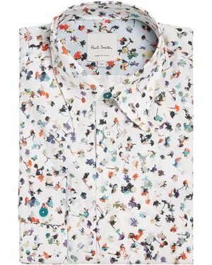 Paul Smith Cotton-Blend Printed Shirt - White