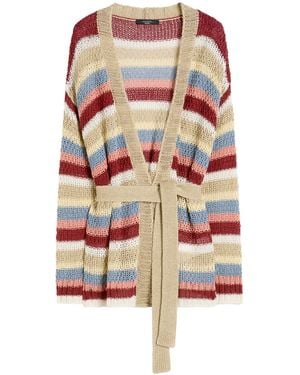 Weekend by Maxmara Linen Open-Knit Stripe Cardigan - White