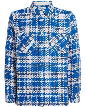 Wax London Cotton Check Whiting Overshirt - Blue