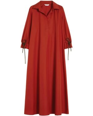 Max Mara Cotton Poplin Midi Shirt Dress - Red