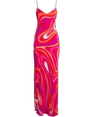 Emilio Pucci Silk Marmo Print Maxi Dress - Pink