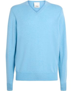 Allude Cashmere V-Neck Jumper - Blue