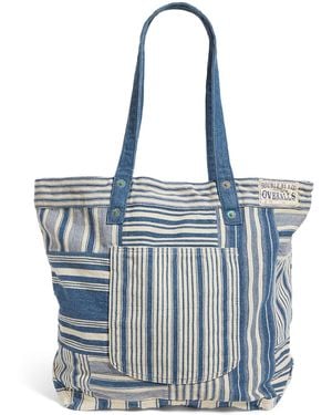 Polo Ralph Lauren Cotton Stripe Patchwork Tote Bag - Blue