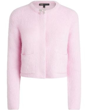 Maje Cropped Bow Cardigan - Pink