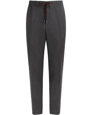 Maurizio Baldassari Stretch-Virgin Wool Drawstring Trousers - Grey