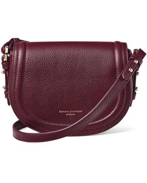 Aspinal of London Small Leather Stella Cross-Body Satchel - Purple