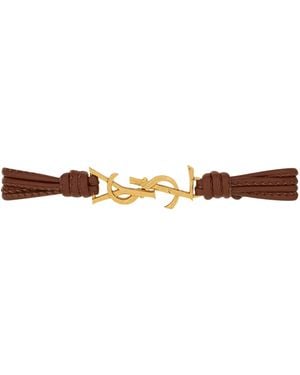 Saint Laurent Leather Cassandre Bracelet - White