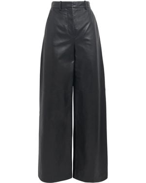 JOSEPH Leather Alana Wide-Leg Trousers - Black