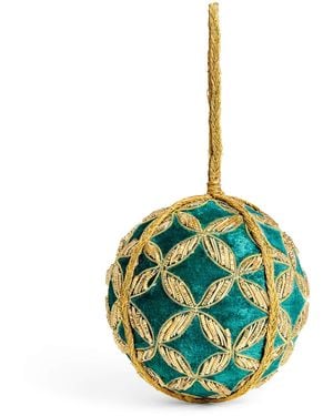 Harrods Velvet Embellished Bauble - Green