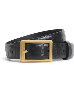 Camilla & Marc Embossed Leather Sonny Buckle Belt - Black