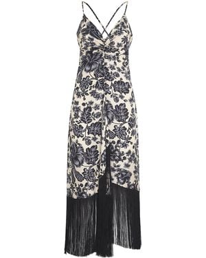 Sandro Silk Fringed Midi Dress - White