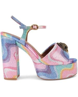 Kurt Geiger Sequin Kensington Platform Sandals 125 - Blue
