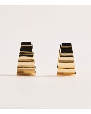 Azlee Large Escalier Hoop Earrrings - Metallic