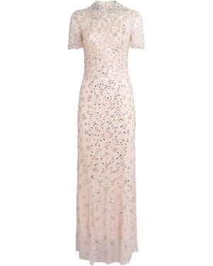 Jenny Packham Embellished Orchid Maxi Dress - Pink