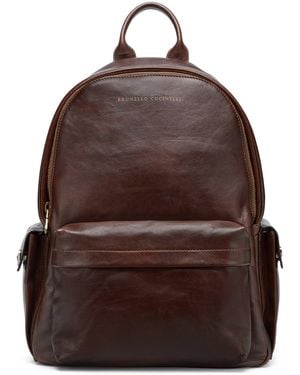 Brunello Cucinelli Calfskin Travel Backpack - Brown