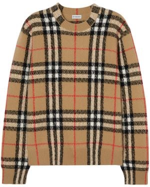 Burberry Cashmere Check Sweater - Natural