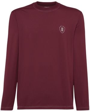 Brunello Cucinelli Logo Long-Sleeve T-Shirt - Red