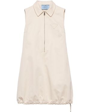 Prada Chino Zipped Mini Dress - Natural