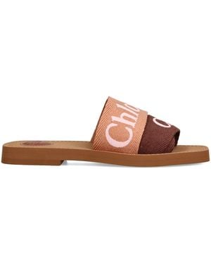 Chloé Canvas Jacquard Woody Sandals - Brown