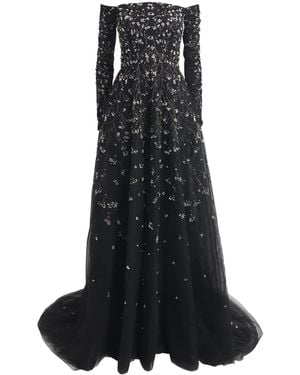 Pamella Roland Tulle Bead And Pearl-Embellished Gown - Black