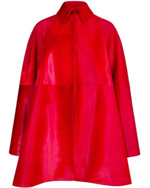 Alaïa Pony Hair-Calfskin Trench Coat - Red