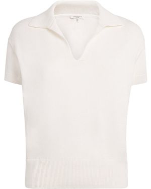 Lafayette 148 New York Cotton-Silk Open-Collar Polo Shirt - White