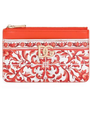 Dolce & Gabbana Calfskin Majolica Card Holder - Red