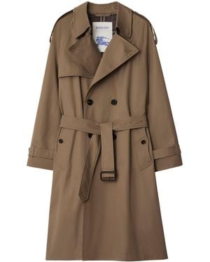 Burberry Long Gabardine Chestwood Trench Coat - Brown