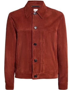 Paul Smith Suede Pleated Trucker Jacket - Red