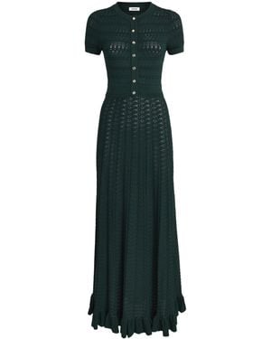 Sandro Pointelle-Knit Midi Dress - Green