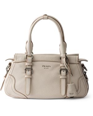 Prada Large Leather Tote Bag - Grey