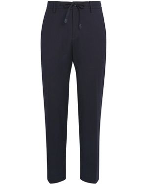 Canali Wool Drawstring Trousers - Blue