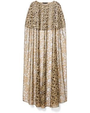 Marina Rinaldi Tulle Embroidered Cape - Natural