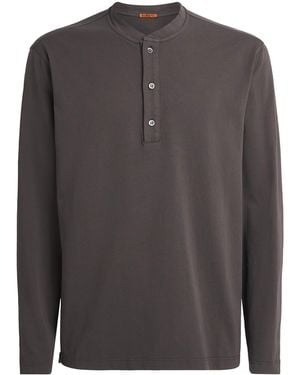 Barena Cotton Jersey Henley Top - Gray