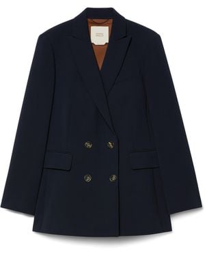 Marina Rinaldi Cady Double-Breasted Blazer - Blue
