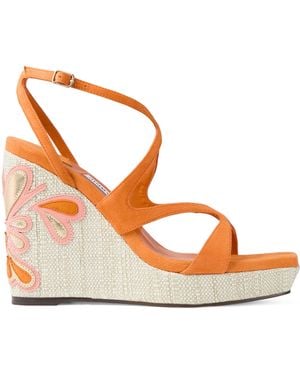 Jimmy Choo Ayla 110 Suede Wedge Sandals - Brown