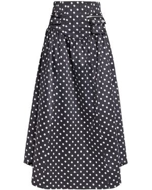 Ganni Satin Polka-Dot Maxi Skirt - Blue