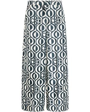 Max Mara Silk Geometric Wide-Leg Pants - White