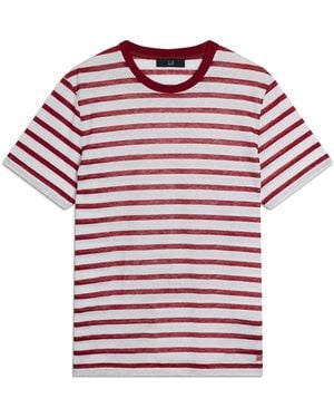 dunhill Linen-Cotton Stripe T-Shirt - Red