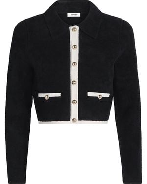 Sandro Velvet Two-Tone Cardigan - Black